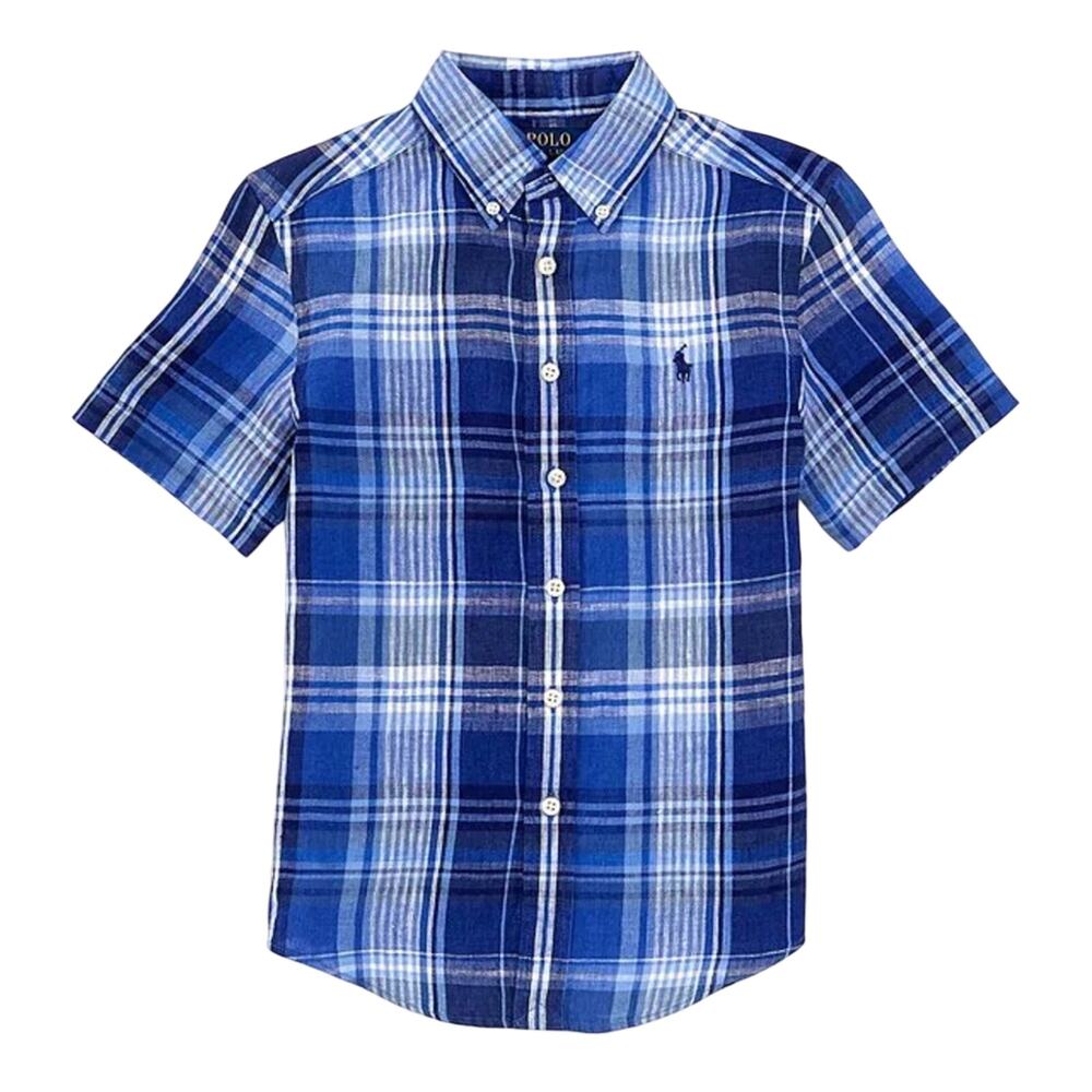 Polo Ralph Lauren Striped Linen Short-Sleeve Shirt Blue Paid Size XL 18/20
